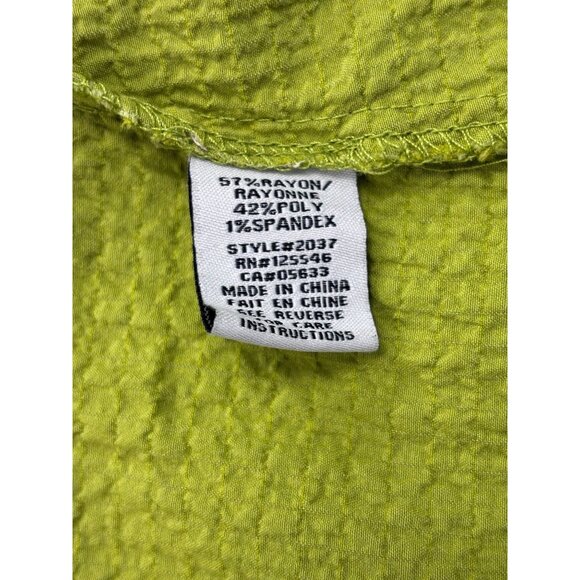 Habitat Lime Green Textured Blouse Size L With Button Loop Closures & Collar - Picture 5 of 11